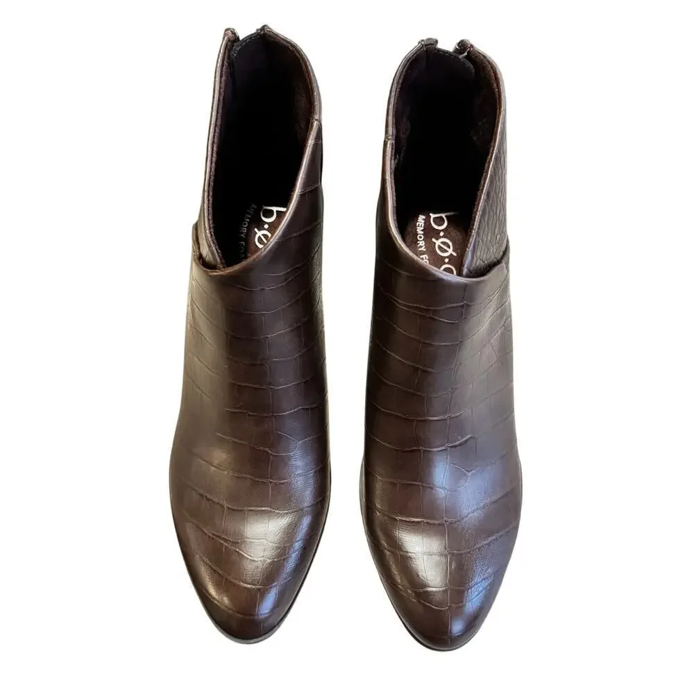 NWOB B.O.C. by Born Ankle Booties Women’s 7.5 Brown Reptile Faux Leather